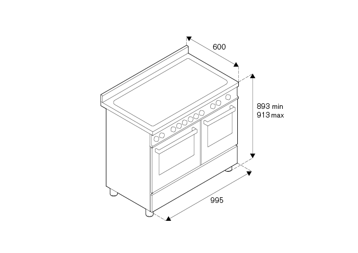 100 cm induction top, electric double oven | Bertazzoni