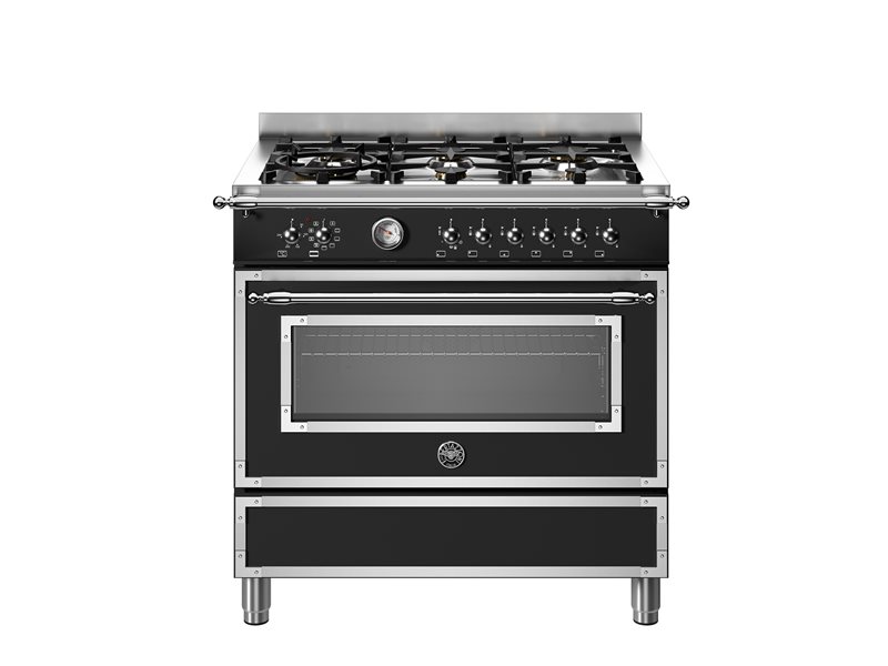 90 cm 6-Burner, Electric Oven | Bertazzoni - Nero Matt