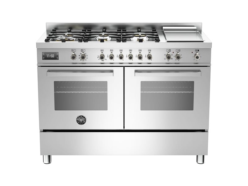 120 cm 6-Burner + Griddle, Electric Double Oven | Bertazzoni - Stainless Steel